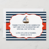 Ahoy, het is een jongen! Nautical Boat Baby shower Bedankkaart (Achterkant)