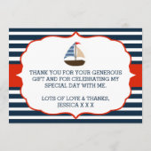 Ahoy, het is een jongen! Nautical Boat Baby shower Bedankkaart (Achterkant)