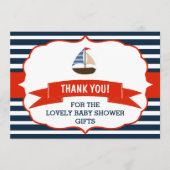 Ahoy, het is een jongen! Nautical Boat Baby shower Bedankkaart (Voorkant)