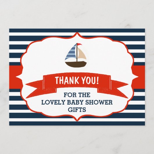Ahoy, het is een jongen! Nautical Boat Baby shower Bedankkaart (Voorkant)