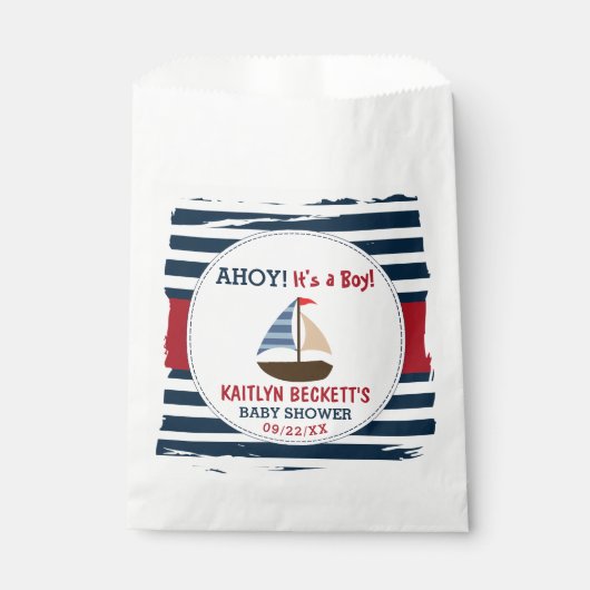 Ahoy, het is een jongen! Nautical Boat Baby shower Bedankzakje (Voorkant)