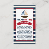 Ahoy, het is een jongen! Nautical Boat Baby shower Informatiekaartje (Voorkant)