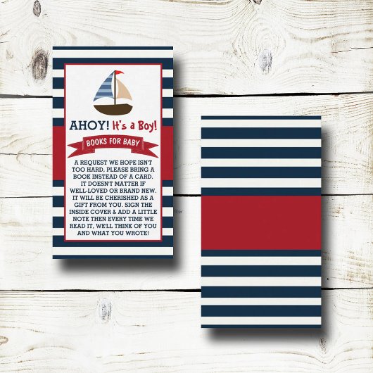 Ahoy, het is een jongen! Nautical Boat Baby shower Informatiekaartje