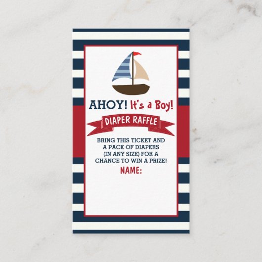 Ahoy, het is een jongen! Nautical Boat Baby shower Informatiekaartje (Voorkant)