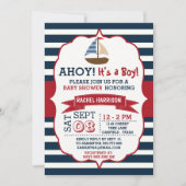 Ahoy, het is een jongen! Nautical Boat Baby shower Kaart (Voorkant)