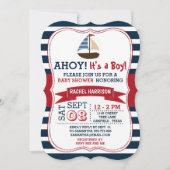 Ahoy, het is een jongen! Nautical Boat Baby shower Kaart (Voorkant)
