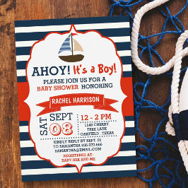 Ahoy, het is een jongen! Nautical Boat Baby shower Kaart