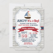 Ahoy, het is een jongen! Nautical Boat Baby shower Kaart (Voorkant)