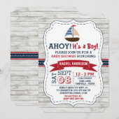 Ahoy, het is een jongen! Nautical Boat Baby shower Kaart (Voorkant / Achterkant)