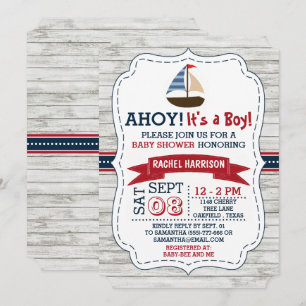 Ahoy, het is een jongen! Nautical Boat Baby shower Kaart