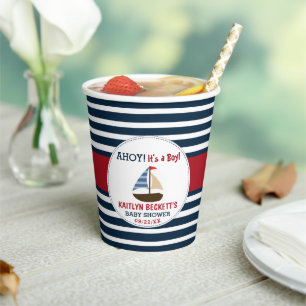 Ahoy, het is een jongen! Nautical Boat Baby shower Papieren Bekers