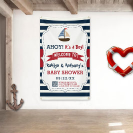 Ahoy, het is een jongen! Nautical Boat Baby shower Spandoek