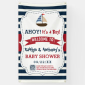 Ahoy, het is een jongen! Nautical Boat Baby shower Spandoek (Verticaal)