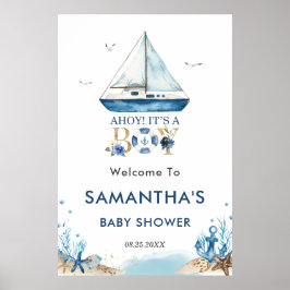 Ahoy Het is een jongen Nautical Boat Baby shower W Poster