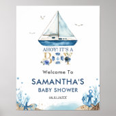 Ahoy Het is een jongen Nautical Boat Baby shower W Poster (Voorkant)