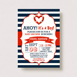 Ahoy, het is een jongen! Nautical Buoy Baby shower Kaart