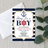 Ahoy, het is een jongen! Nautical Navy Blue Baby s Kaart