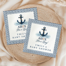 Ahoy Het is een jongen Nautical Navy Blue Baby sho