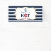 Ahoy Het is een jongen Nautical Navy Blue Baby sho Spandoek (Insitu)