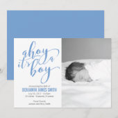 Ahoy Het is een Jongen Nautical Theme Birth Announ Aankondiging (Voorkant / Achterkant)