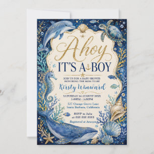 Ahoy Het is een Jongen Nautilus Baby Borrel Kaart