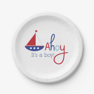 Ahoy, het is een jongen! Nautilus baby shower bord