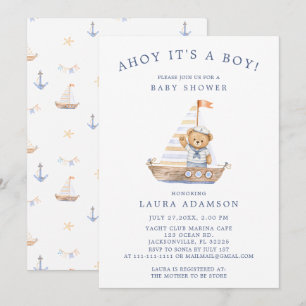 Ahoy Het is een Jongen Nautilus Teddybeer Baby Bor Kaart