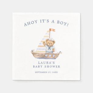 Ahoy Het is een Jongen Nautilus Teddybeer Baby Bor Servet