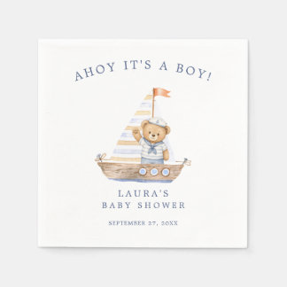 Ahoy Het is een Jongen Nautilus Teddybeer Baby Bor Servet