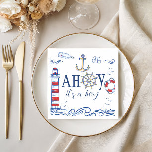 Ahoy Het is een Jongen Nautilus Thema Baby Shower Servet