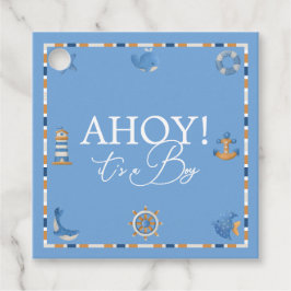 Ahoy Het is een Jongen Nautilus Zeiler Oceaan Baby Bedankjes Labels