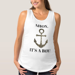 Ahoy Het is een Jongen Nautisch Anker Baby shower  Tanktop