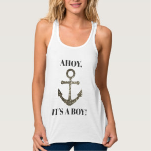 Ahoy Het is een Jongen Nautisch Anker Baby shower  Tanktop