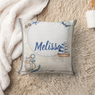 Ahoy Het is een jongen nautisch avontuur wacht Kussen