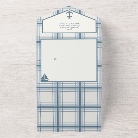 Ahoy Het is een Jongen Nautisch Baby shower All In One Uitnodiging (Buitenkant)