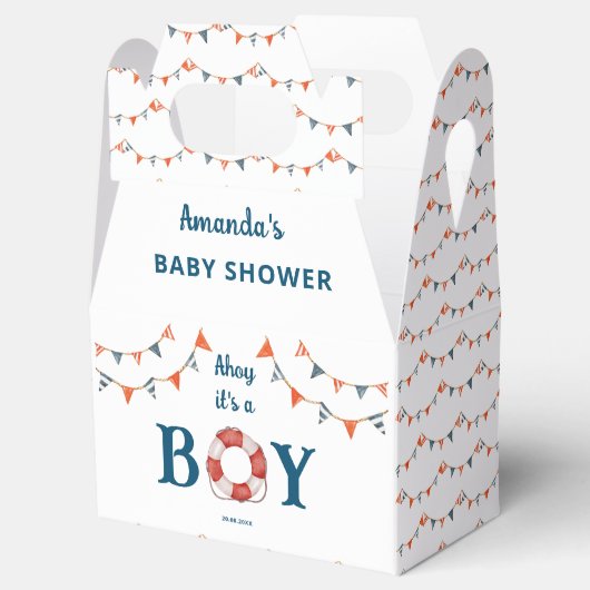 Ahoy Het is een Jongen Nautisch Baby shower Bedankdoosjes (Geopend)