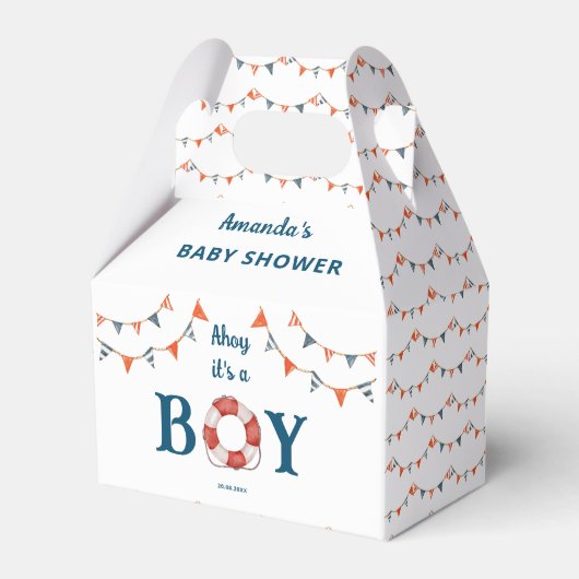 Ahoy Het is een Jongen Nautisch Baby shower Bedankdoosjes (Voorkant Zijde)