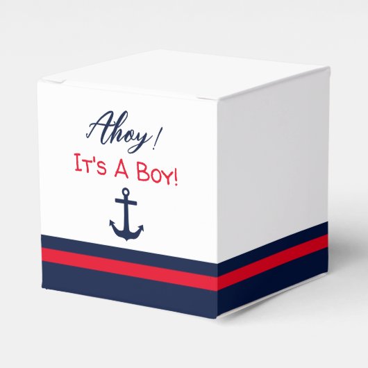 Ahoy, het is een jongen! Nautisch Baby shower Bedankdoosjes (Voorkant Zijde)