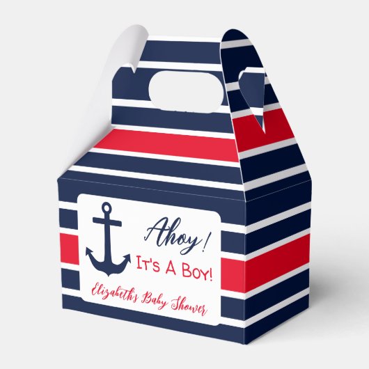 Ahoy, het is een jongen! Nautisch Baby shower Bedankdoosjes (Voorkant Zijde)