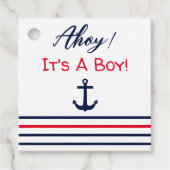 Ahoy, het is een jongen! Nautisch Baby shower Bedankjes Labels (Voorkant)