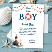 Ahoy Het is een Jongen Nautisch Baby shower Bedankkaart