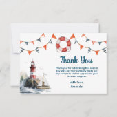 Ahoy Het is een Jongen Nautisch Baby shower Bedankkaart (Voorkant)