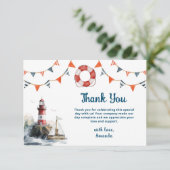 Ahoy Het is een Jongen Nautisch Baby shower Bedankkaart (Staand voorkant)