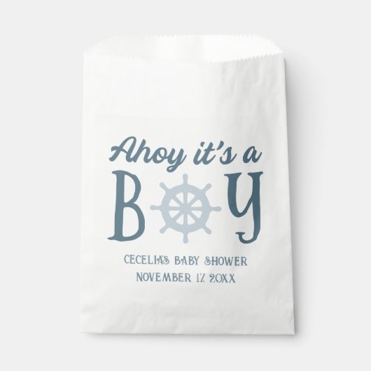Ahoy Het is een Jongen Nautisch Baby shower Bedankzakje (Voorkant)