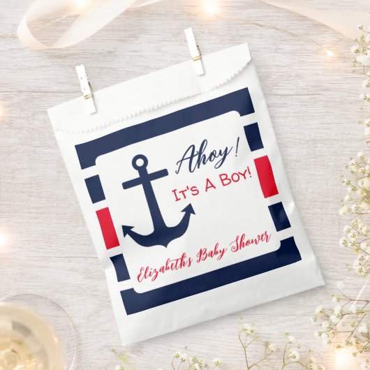 Ahoy, het is een jongen! Nautisch Baby shower Bedankzakje (Geknipt)