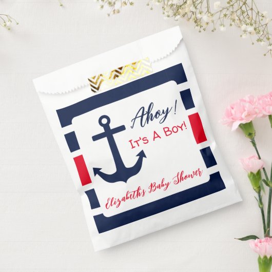 Ahoy, het is een jongen! Nautisch Baby shower Bedankzakje (Gezegeld)