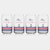 Ahoy, het is een jongen! Nautisch Baby shower Blikvorm Glas (Voorkant)