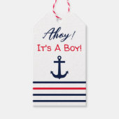 Ahoy, het is een jongen! Nautisch Baby shower Cadeaulabel (Voorkant)