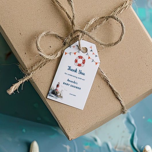 Ahoy Het is een Jongen Nautisch Baby shower Cadeaulabel