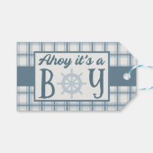Ahoy Het is een Jongen Nautisch Baby shower Cadeaulabel (Voorkant (Horizontaal))